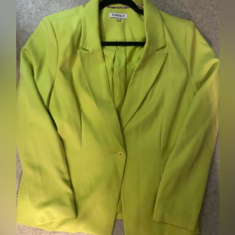 Nanette Lepore Lime Green Single-Button Blazer